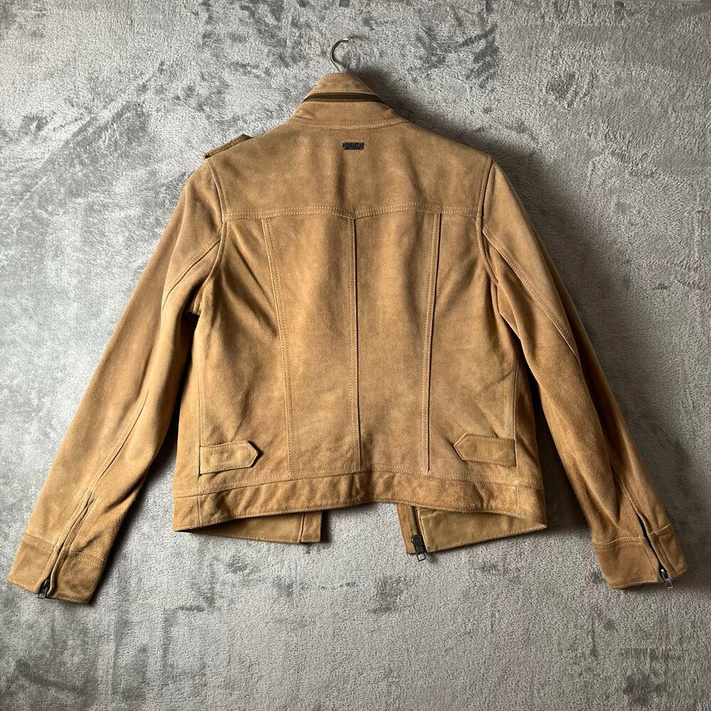 Harley Davidson Women’s Tan Leather Suede Moto Jacket Size M Biker Baddie Zipper - Picture 4 of 9